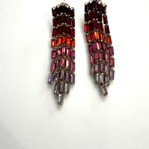 Vintage Ruby Red  Rhinestone Chandelier Earrings - Picture 1 of 3